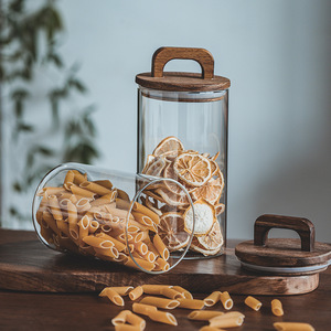 Recipiente de Almacenamiento de Gran Capacidad con Tapa de Madera Sólida para Granos y Café, con Sellado de Vidrio, Varios Tamaños para Fiestas - Product Image 4
