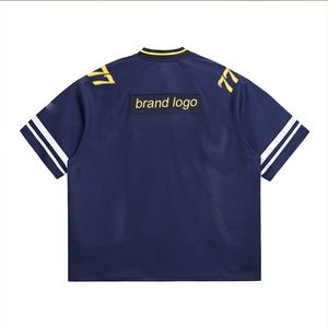 Prix de gros, poids lourd, 100% coton tricoté, surdimensionné, logo personnalisé de luxe, sérigraphie, vintage, football - Product Image 3