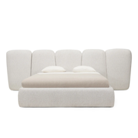 Lit double rembourré Fencee 160x200 Beige clair