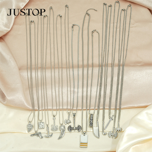 JUSTOP OEM/Vente en gros Collier pendentif personnalisé en acier inoxydable étanche plaqué or argent Chaîne à maillons Style Europe Amérique - Product Image 1