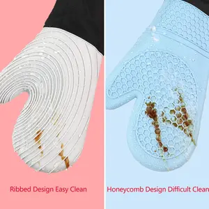 Ensemble de gants de four en silicone flexibles pour la cuisine, essentiels pour la cuisine, gants professionnels extra longs résistants à la chaleur, fournitures de pâtisserie - Product Image 5