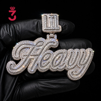 Pendentif de chaîne personnalisé avec nom en Moissanite VVS et diamants de laboratoire taille baguette, en Or 18K, style Hip Hop pour homme