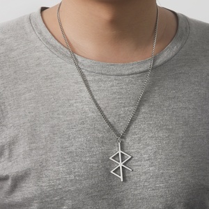 Minimalist Nordic <strong>Rune</strong> Necklace <strong>Viking</strong> <strong>Love</strong> and Peace Pendant Neck Chain Women Men Amulet Stainless Steel Jewelry Gift