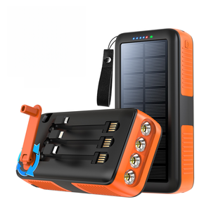 Hand Crank Portable Solar <strong>Power</strong> Bank 10000mAh Double USB Fast Charging Built-in <strong>Cable</strong> - Product Image 2
