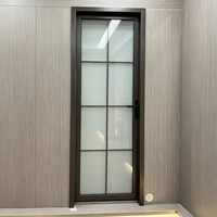 Porte battante moderne à double vitrage, cadre en alliage titane-magnésium, étanche et coupe-vent, pour usage intérieur : appartements, salles de bain, bureaux