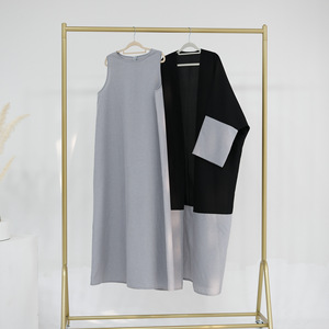 Yuxi 2024 Thời Trang Hồi Giáo Quần Áo 2Pcs Abaya Thiết Lập Bên Trong Trượt Và Mở Abaya Cardigan Màu Sắc Phù Hợp Với Abaya Phụ Nữ Hồi Giáo Ăn Mặc - Product Image 3
