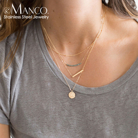 Collier EManco à couches structurées couleur or en acier inoxydable pour femme, bijoux de fiançailles, bureau/carrière, géométrique, dropshipping