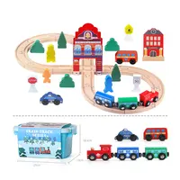 Shopee गर्म बेच नई शैली बीच की लकड़ी सरल ट्रेन ट्रैक खिलौने 36PCS नकली मिनी ट्रेन ट्रैक सेट