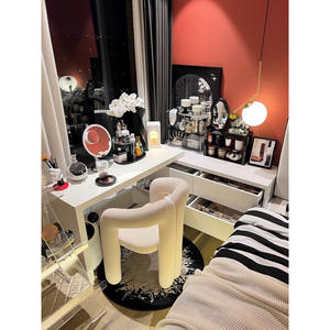 Silla de maquillaje cremosa, silla moderna minimalista para tocador, para dormitorio, hogar, estilo ligero de lujo, diseño duradero - Product Image 2