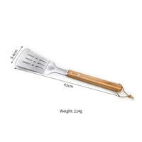 Ensemble de 6 outils pour barbecue : pince à aliments en acier inoxydable, couteau, fourchette, spatule ajourée, brosse à huile en silicone avec manche en bambou – Kit d'accessoires pour grillades