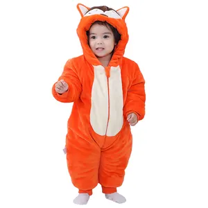 Michley yüksek kalite kalınlaşmak bebek giysileri çocuk kış tulum karikatür hayvan tilki kış kalın bebek tırmanma takım elbise