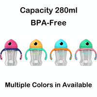 Bouteille de voyage pour enfants la plus vendue, 280 ml, sans BPA, en Tritan PP, avec paille escamotable, écologique, motif dessin animé mignon
