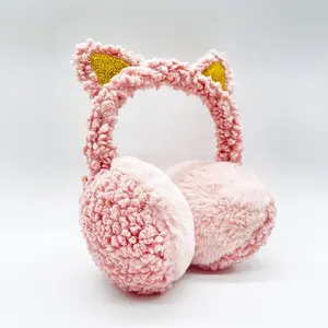 2023 Nhà Máy Tùy Biến Thoải Mái Màu Hồng Earmuffs Mèo Tai Mùa Đông Sang Trọng Earmuffs