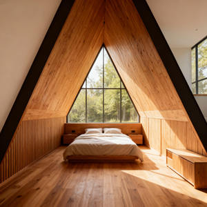 Casa Prefabricada Triangular en Forma de A, Resistente al Viento y a la Corrosión, Cabaña Modular Aislada, <span class=keywords><strong>Hotel</strong></span> de Camping para Resorts en la Selva <span class=keywords><strong>Tropical</strong></span> - Product Image 2