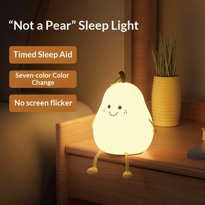 Pear Silicone <b>Night</b> <b>Light</b> LED Desk Lamp Soft Warm White Touch Control <b>Battery</b> Powered for Bedroom Decor - Product Image 4