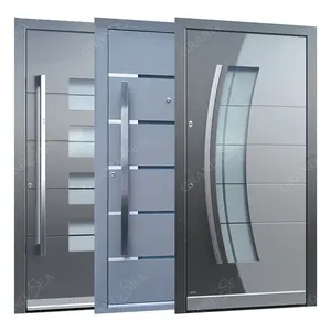 Pintu eksterior logam Vila tersembunyi pivot Modern baja tahan karat pintu Pivot masuk depan untuk pintu Pivot masuk rumah