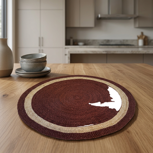 Cheap Rate Handmade Jute Area <b>Rug</b> Modern Style Flat Pile Geometric Pattern Round Brown Beige Border Living Room Decor Spot Clean - Product Image 3