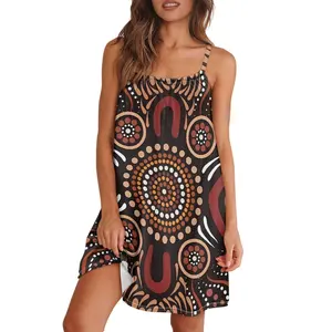 Sommer elegantes kleines Slip-Kleid für Damen Großhandel kühle schnell trocknende atmungsaktive Kleider australische Aborigines entworfene Kleider