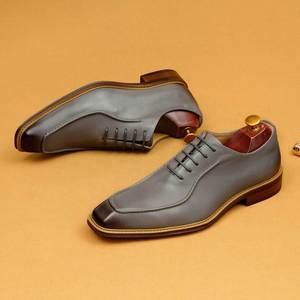Zapatos Oxford de cuero genuino con punta cuadrada para hombre, con cordones, para oficina, carrera profesional, con suela de goma resistente a la abrasión. - Product Image 4