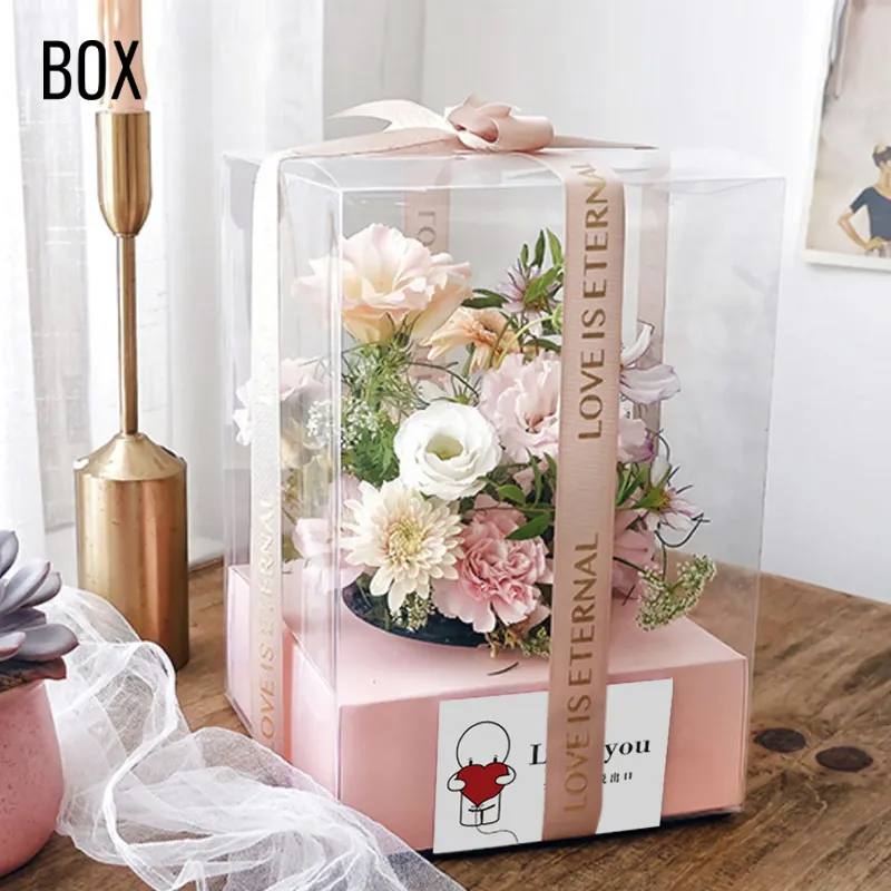 Florist Supplies Clear Rose Gift Box Paper Boxes Wholesale Packaging Flowers Boxes For Flowers