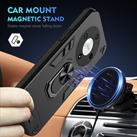 Coque de téléphone pour Honor 50 70 Lite Pura 90 Pro Max Nova 13 9 avec support magnétique pour voiture, coque arrière hybride TPU+PC avec anneau de maintien
