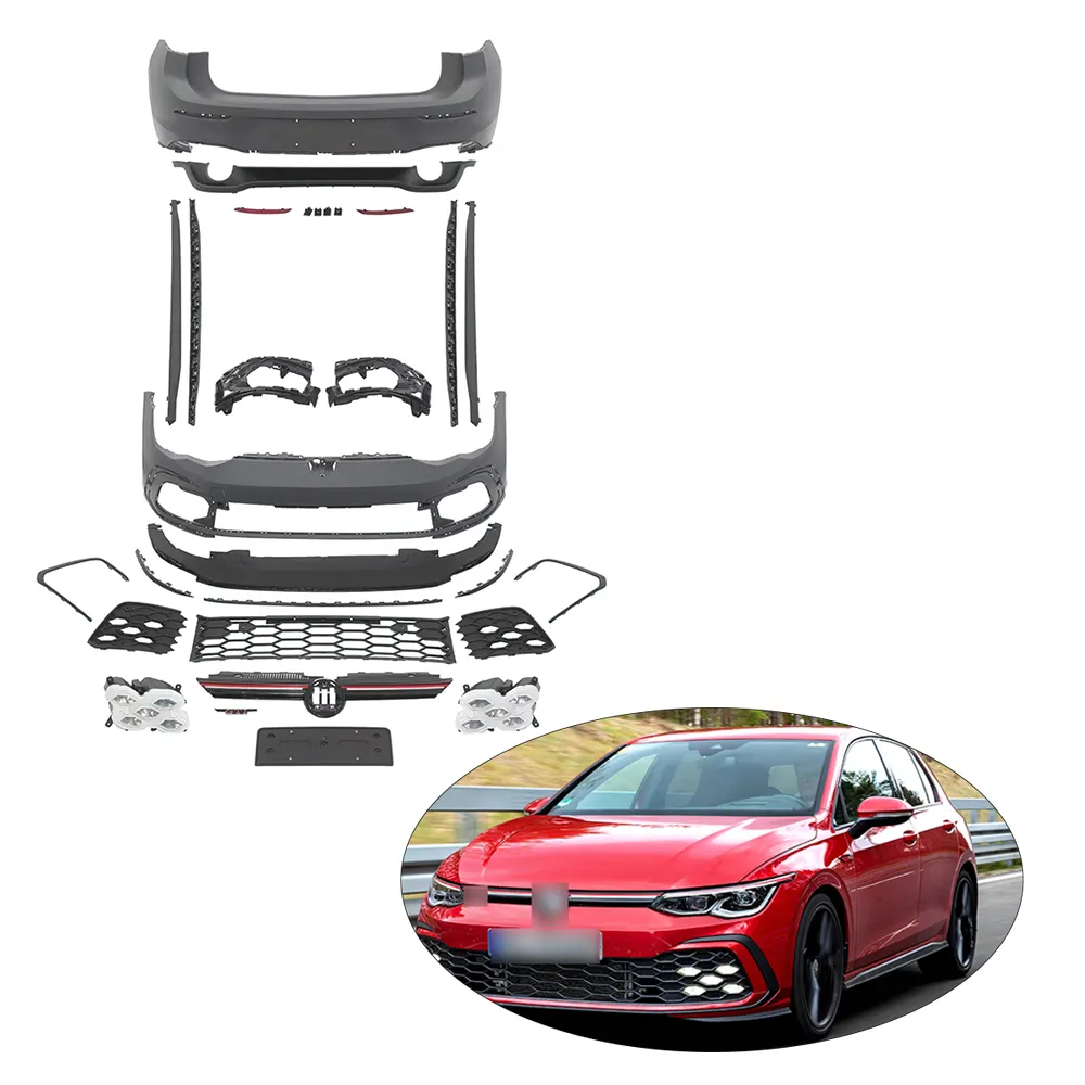 Kit de voiture personnalisé pare-chocs avant et arrière avec jupes latérales diffuseur arrière phares antibrouillard pour Volkswagen GOLF 8 GTI