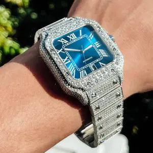 VVS Moissanite钻石嘻哈手表不锈钢腰部手工设置奢华手表男士高品质奢华手表