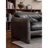 Canapé modulable en bois massif Yu Si Ke au design créatif et tendance, 1,8 m - 2,4 m, avec oreilles pliables, personnalisable, en cuir véritable pour salon
