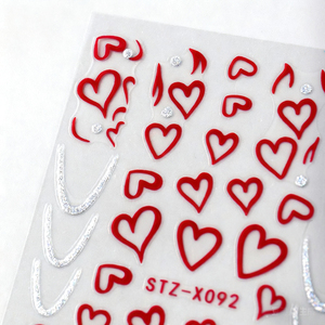 Adesivo per Unghie 3D a Forma di <span class=keywords><strong>Cuore</strong></span> Rosa/Rosso, Decorazione Glitterata per San Valentino, Decalcomania Autoadesiva Kawaii - Product Image 5