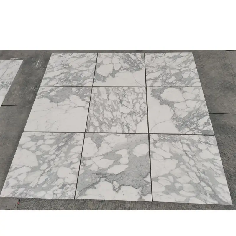 SL Guanmay Customized Size 600x600 Arabescato White Marble Wall Flooring Tiles for Villa Hotel Kitchen Bathroom