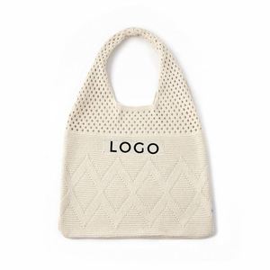 Bolsos de Hombro Tejidos a Crochet Personalizados Hechos a Mano, Bolso de Playa de Crochet con Logotipo Bordado - Product Image 3