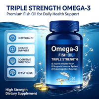 Gélules d'huile de poisson oméga-3, triple concentration, 60 unités, complément alimentaire pour le bien-être quotidien