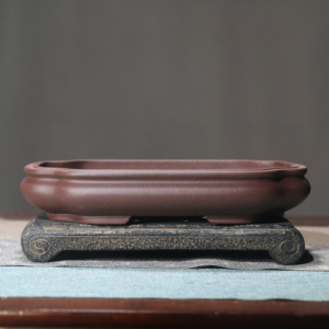 กระถางบอนไซดินเผาสีม่วงทรงสี่เหลี่ยมตื้นไม่ซึมน้ำสำหรับปลูกในร่ม - Product Image 1
