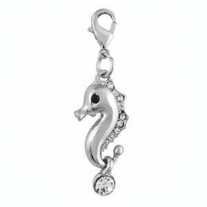 Ciondolo a Forma di Cavalluccio Marino Placcato Argento con Cristalli, Accessorio di Gioielleria - Product Image 2