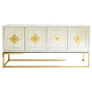 Meuble <span class=keywords><strong>miroir</strong></span> antique Jonathan Adler, console de luxe personnalisée avec <span class=keywords><strong>miroir</strong></span>, base en acier inoxydable doré, buffet - Product Image 2