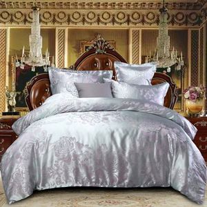 Juego <span class=keywords><strong>de</strong></span> Ropa <span class=keywords><strong>de</strong></span> <span class=keywords><strong>Cama</strong></span> <span class=keywords><strong>para</strong></span> Boda, Estilo Europeo, Satén Jacquard, Juego <span class=keywords><strong>de</strong></span> 4 Piezas, Juego <span class=keywords><strong>de</strong></span> Funda Nórdica y Sábanas - Product Image 3