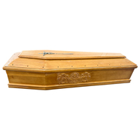 Cercueil en bois religieux simple à bas prix avec croix et gravure discrète, articles funéraires avec service de gravure personnalisée