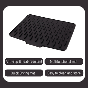 Tapete Escurridor de Platos de Silicona Negra con Borde de Drenaje Integrado, Resistente, Compacto y Fácil de Limpiar - Product Image 3