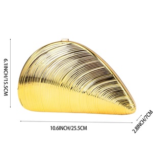 Women Fashion Shell <b>Clutch</b> Purse Elegant Stripe Evening Bag Detachable Chain Hang Bag for Wedding Guest <b>Bridesmaid</b> - Product Image 2