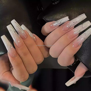 <span class=keywords><strong>Ongles</strong></span> à presser carrés style Y2K Baddie avec décorations en strass 3D pour le bal de promo - Product Image 3