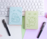 Mini carnet de poche en PU avec emplacement pour stylo gel, couverture gaufrée, pages détachables, joli carnet de voyage à motifs de dessins animés, agenda de poche, cadeau