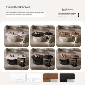 Table basse crème au design français moderne Panneau de haute qualité avec base <span class=keywords><strong>en</strong></span> métal robuste pour petits espaces Plaque de roche ovale de luxe légère - Product Image 6