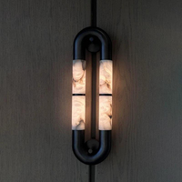 Applique murale LED minimaliste en marbre alabastre, luminaire mural de luxe en pierre naturelle et métal pour hôtel, villa, chambre et salon