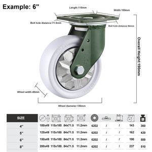 Heavy Duty 4/5/6/8 Zoll Richtungs rad Räder Brems rad Polypropylen Nachlauf - Product Image 4