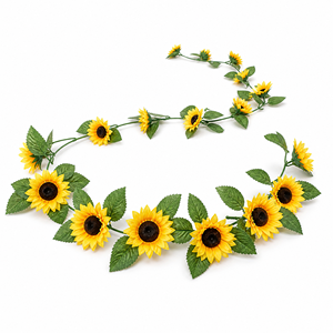 Großhandel Hochwertige Künstliche Sonnenblumen-Girlande 2,3m Seidengirlande Rustikale Biegbare Hochzeitsbogen-Kulisse Party Heim-Deko Blume - Product Image 1