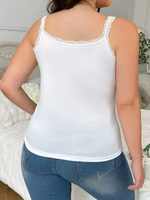 Débardeur Camisole Femme en Satin Modal à Bretelles Fines avec Bordure en Dentelle, Coupe Ajustée, Basique, Sous-vêtement, Vêtement de Détente Décontracté