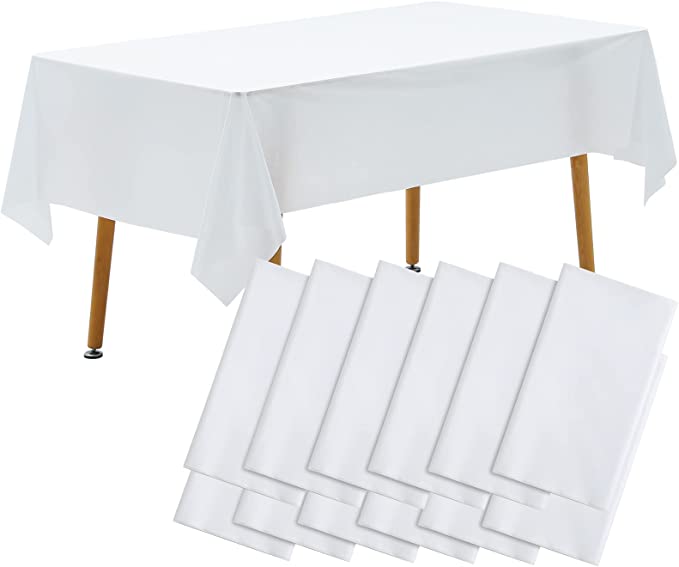 Clearly Elegant Clear Disposable Plastic Table Covers, Pack of 16 Tablecloths, Each Measures 68" x 108", Fits 8 Feet Rectangle T