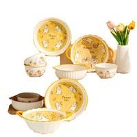 Ensemble de bols à nouilles en céramique, style inspirant et ludique, coloris sous-glaçure, compatibles micro-ondes, haute qualité, cadeau pour les fêtes d'enfants