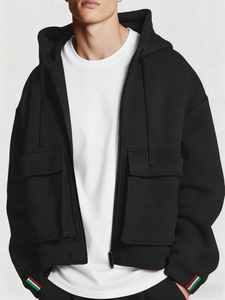 <span class=keywords><strong>Felpa</strong></span> con Cappuccio <span class=keywords><strong>Sportiva</strong></span> Casual da <span class=keywords><strong>Uomo</strong></span> Personalizzata con Spalle Scese Grandi Tasche in Pile Pesante con Zip - Product Image 5