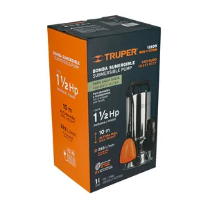 1 Unidad de Bomba Sumergible de Acero Inoxidable Truper de 1-1/2 HP para Agua Sucia - Product Image 4